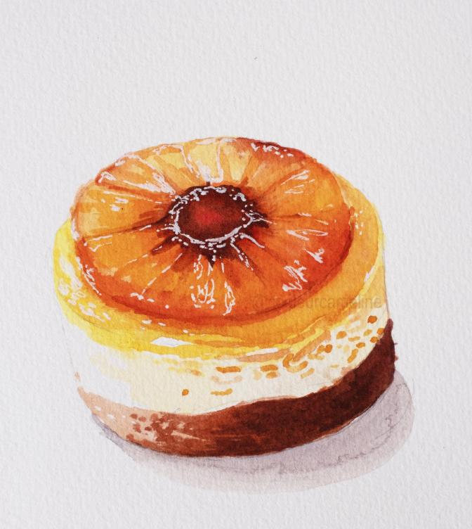 Illustration aquarelle — tarte à l'ananas