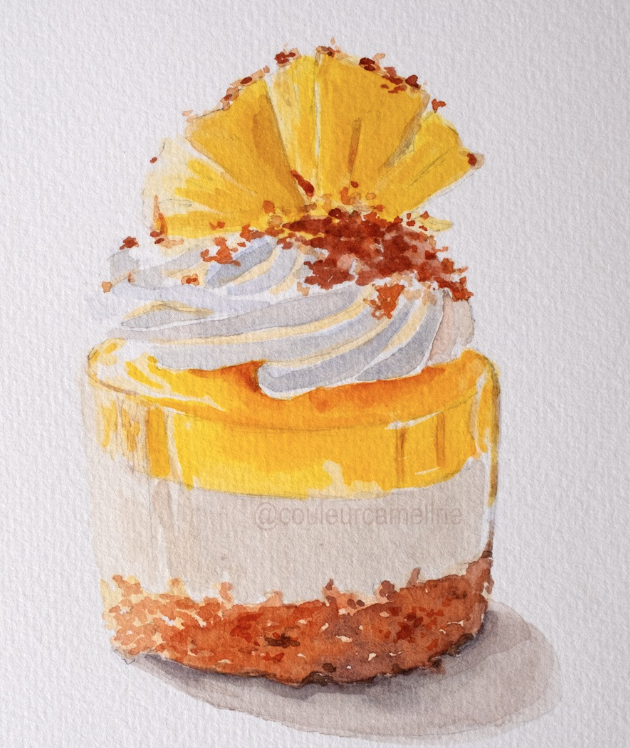 Illustration aquarelle — dessert mangue